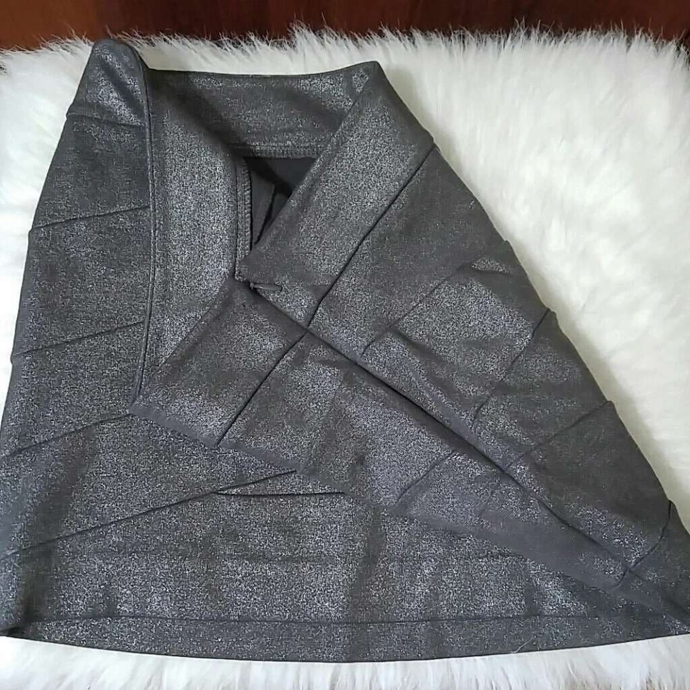 Express silver metallic stretch mini bandage skirt size 0 - Picture 3 of 6